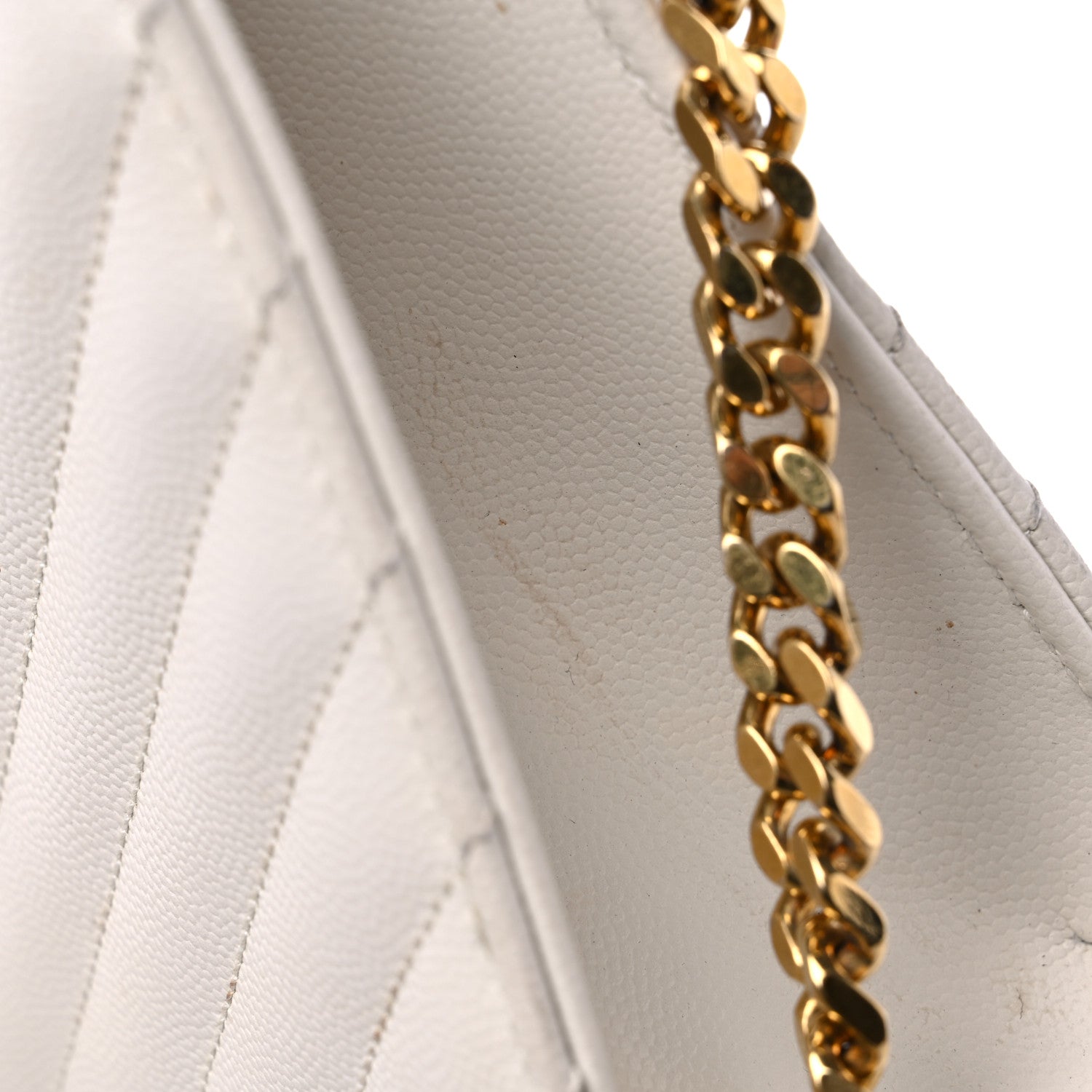 Saint Laurent Grain De Poudre Matelasse Chevron Large Monogram Satchel Dove White 13 of 15