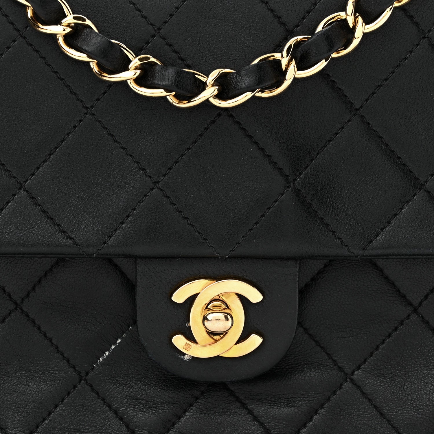 Chanel Lambskin Quilted Mini Square Flap Bag Black 9 of 10