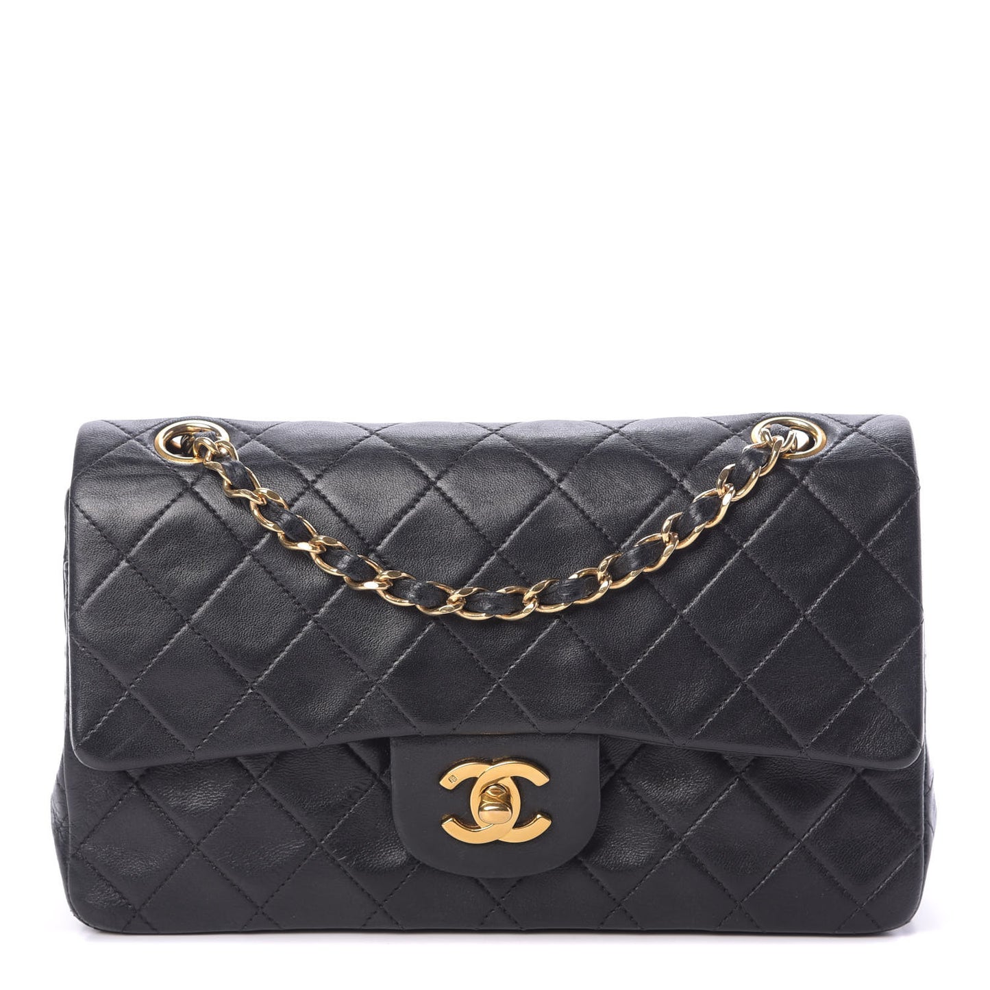 Lambskin Quilted Small Double Flap Black