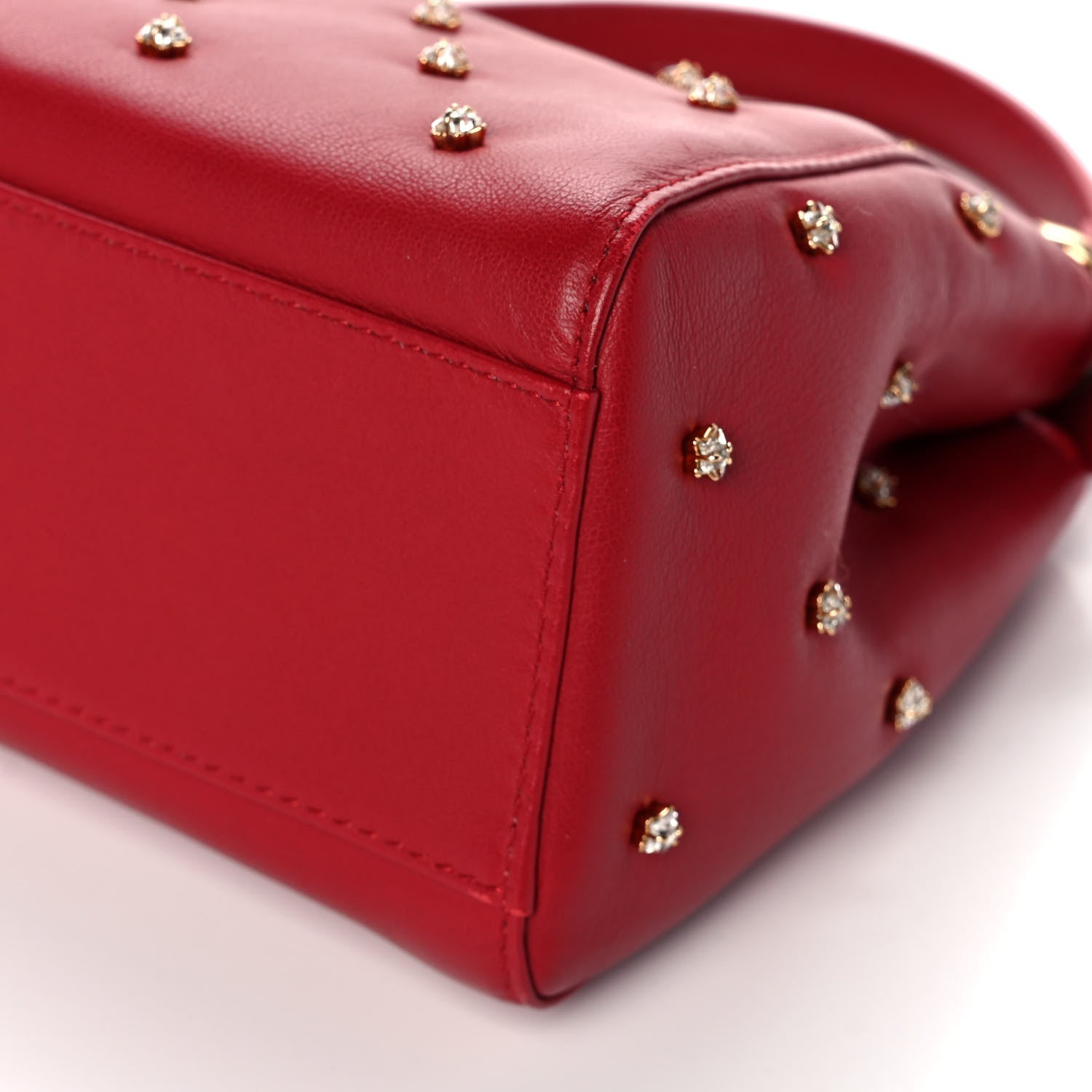 Fendi Nappa Crystal Stars Studded XS Peekaboo Iconic Satchel Fragola 12 of 13