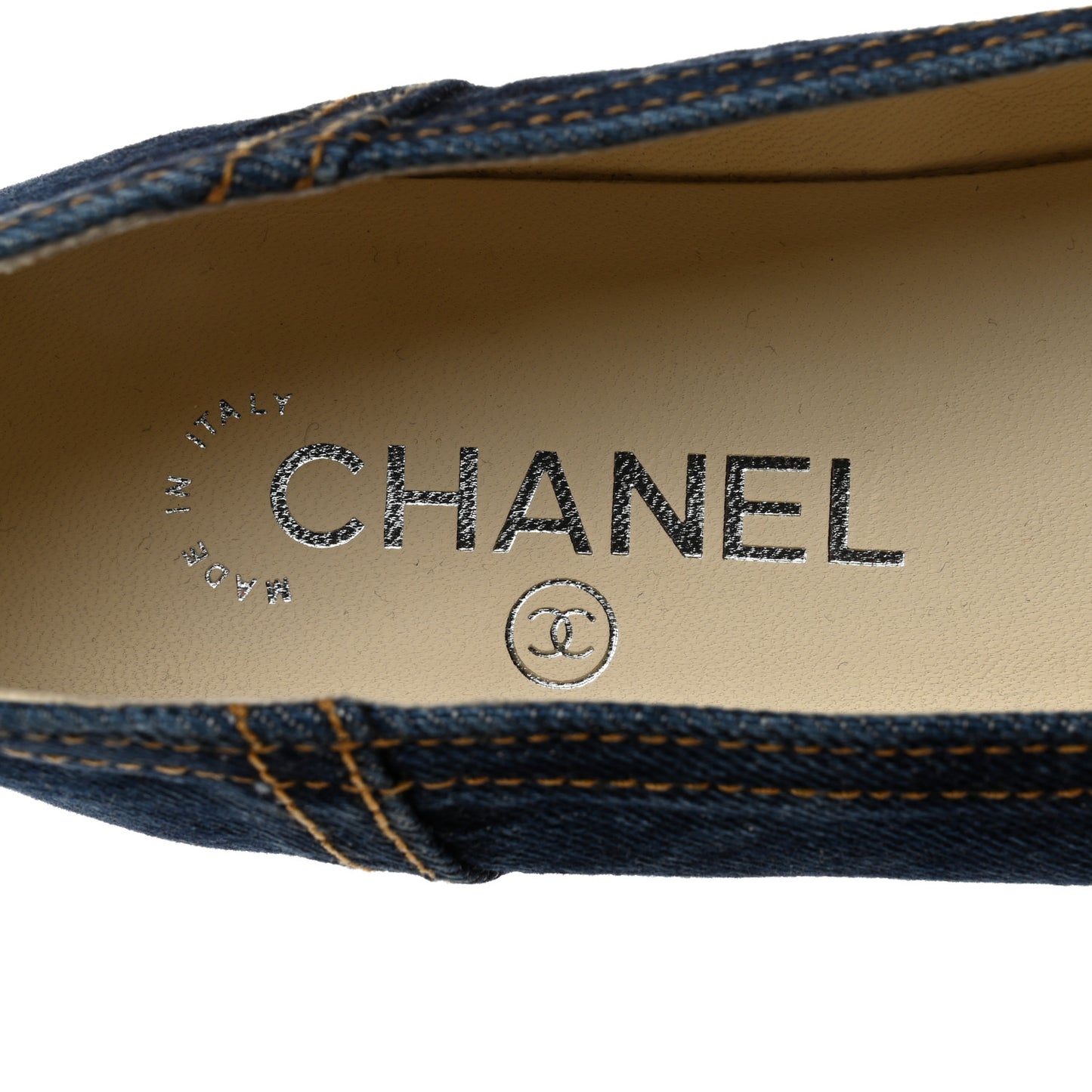 Denim CC Cap Toe Ballerina Flats 37 Navy Blue