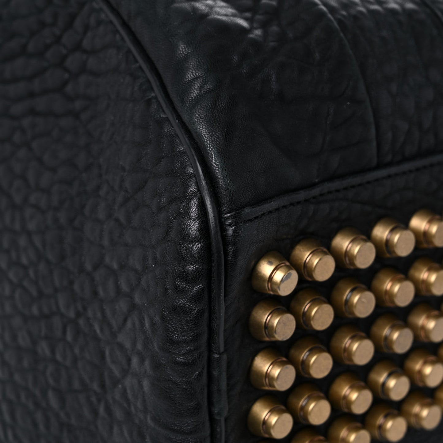 Pebbled Lambskin Rocco Black Antique Brass Hardware