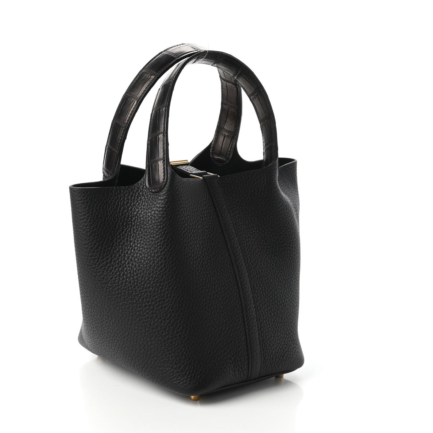 Taurillon Clemence Matte Alligator Picotin Lock Touch 18 PM Black