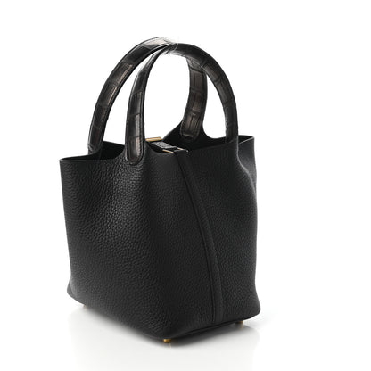 Hermes Taurillon Clemence Matte Alligator Picotin Lock Touch 18 PM Black 3 of 11