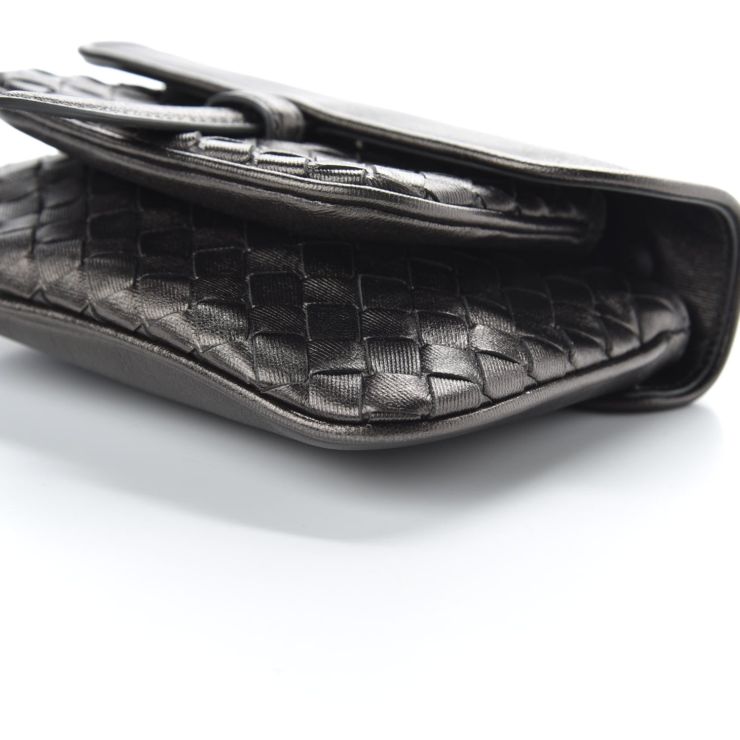 Bottega Veneta Nappa Intrecciato Front Pocket Flap With Chain Dark Silver 7 of 9