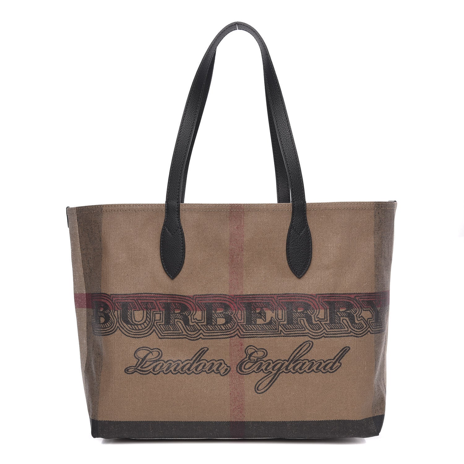 Burberry Coated Canvas Mega Check Medium Doodle Tote Black 1 of 9