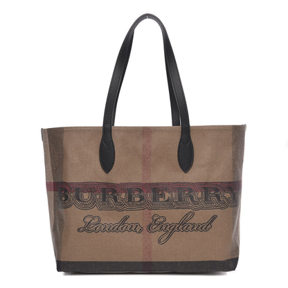 Burberry Coated Canvas Mega Check Medium Doodle Tote Black 1 of 9