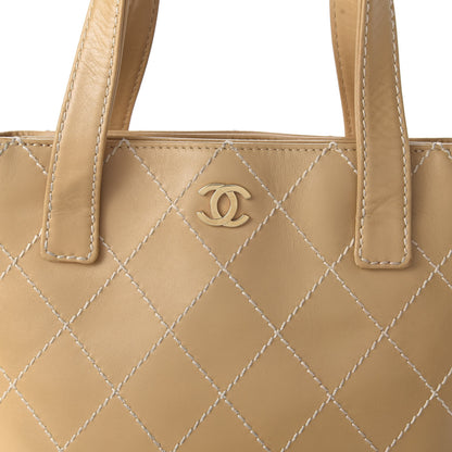 Chanel Calfskin Quilted Surpique Stitch Small Tote Beige 10 of 10