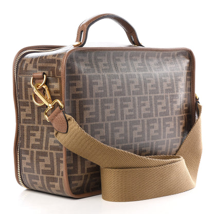 Fendi Glazed Fabric FF 1974 Karligraphy Small Travel Bag Mogano Panna 2 of 9