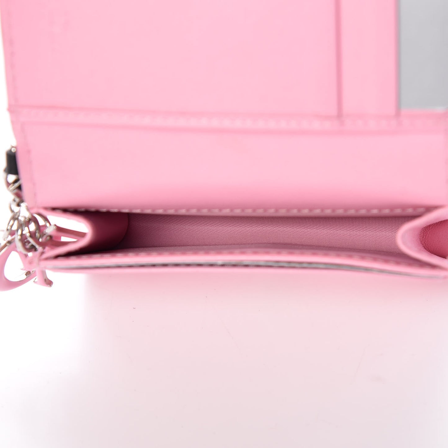 Lambskin Cannage Bi-Color Small Lady Dior Flap Card Holder Black Pink