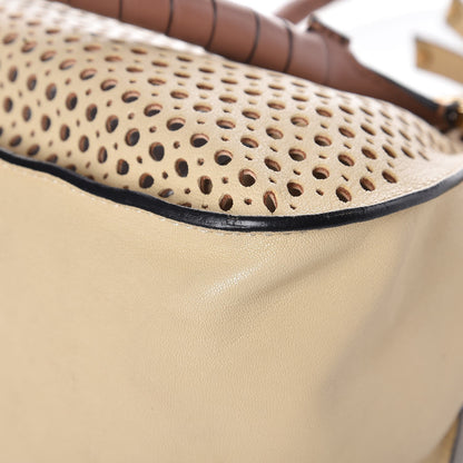 Chloe Calfskin Perforated Medium Marcie Satchel Beige 11 of 17