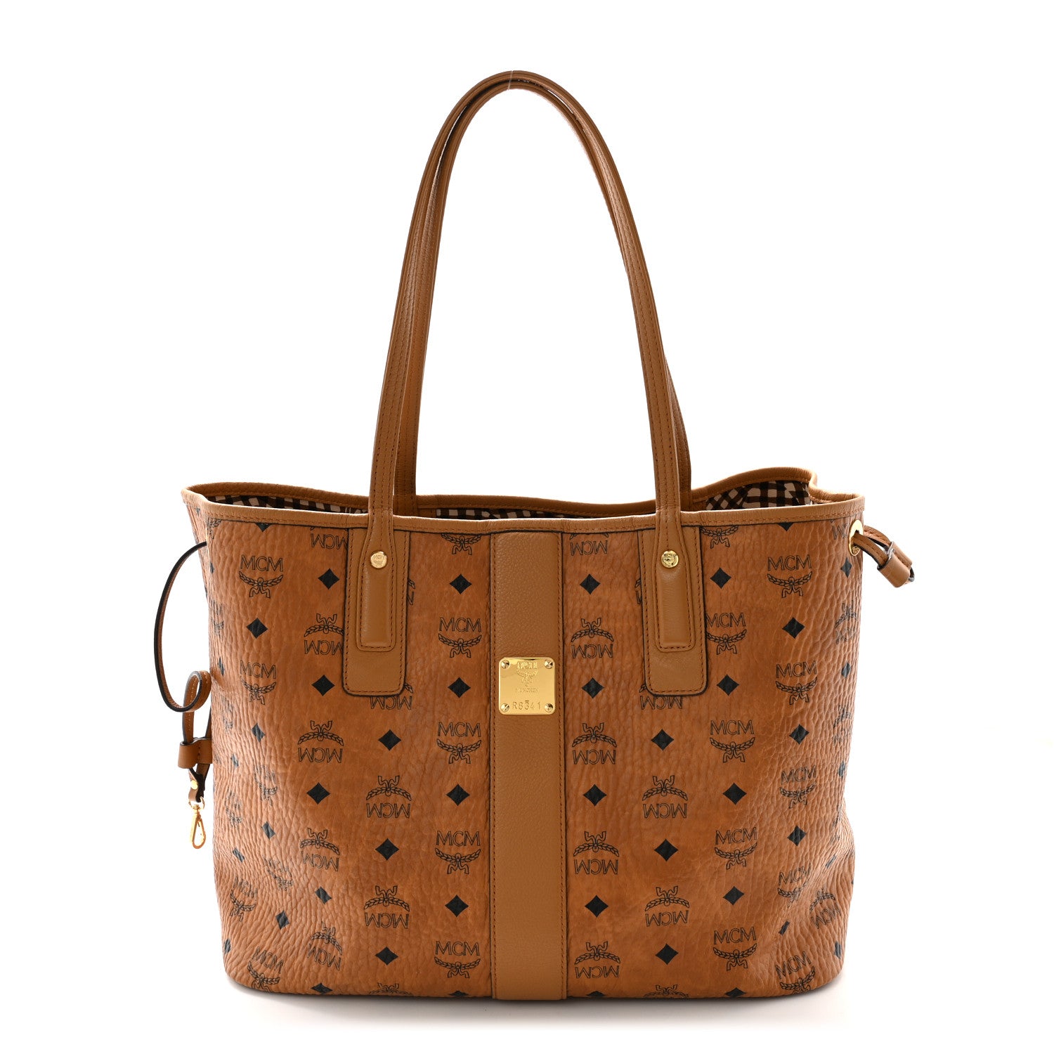MCM Visetos Medium Liz Reversible Shopper Tote Cognac 1 of 17