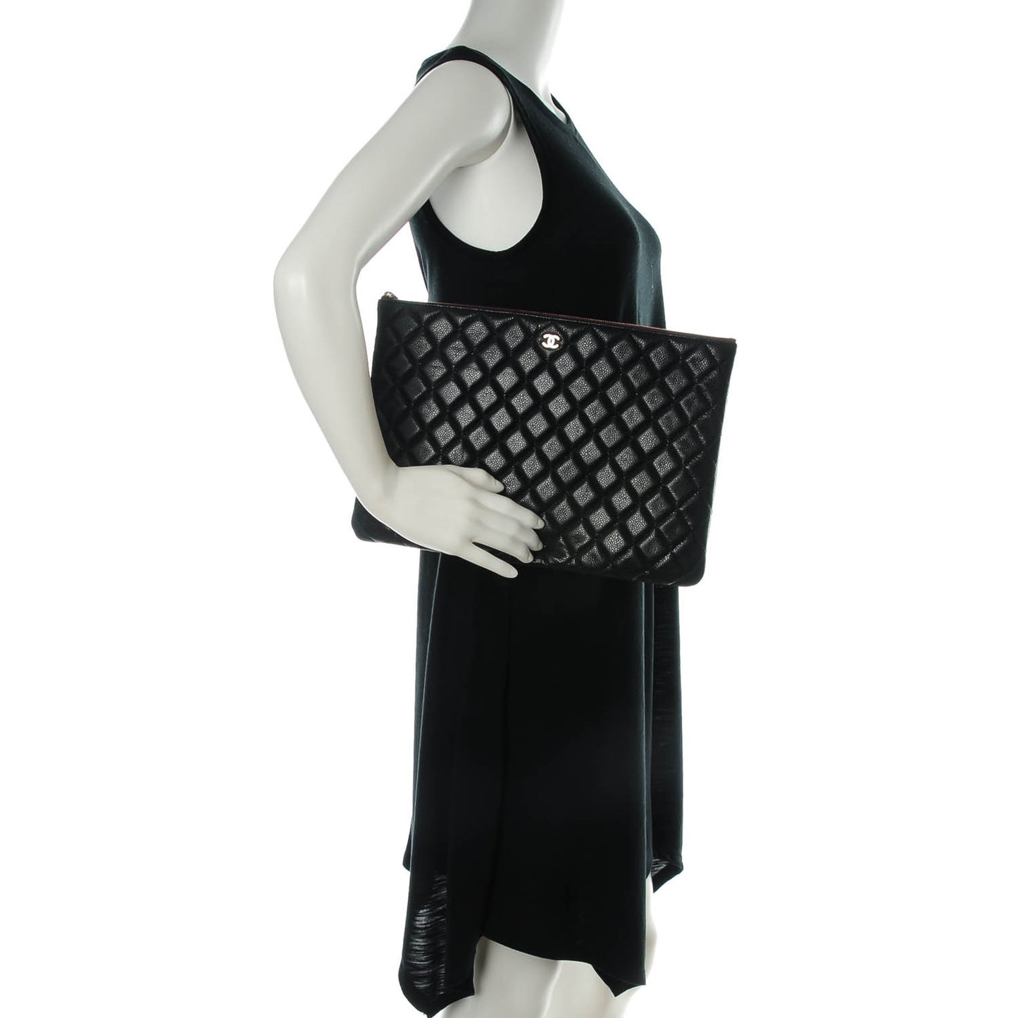 Caviar Quilted Large Cosmetic Case Black