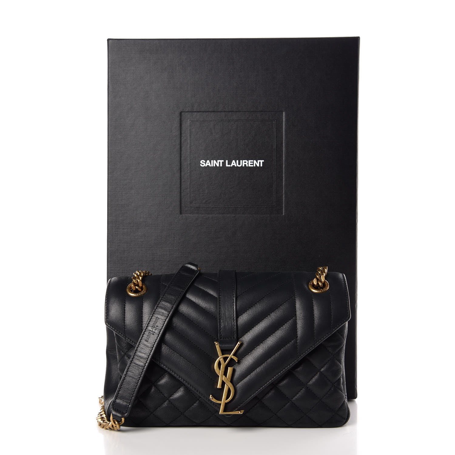 Saint Laurent Sheepskin Tri-Quilt Monogram Medium College Bag Black 10 of 10