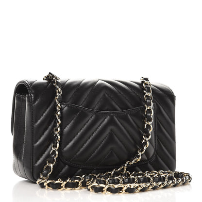Chanel Lambskin Chevron Quilted Mini Rectangular Flap Black 3 of 8