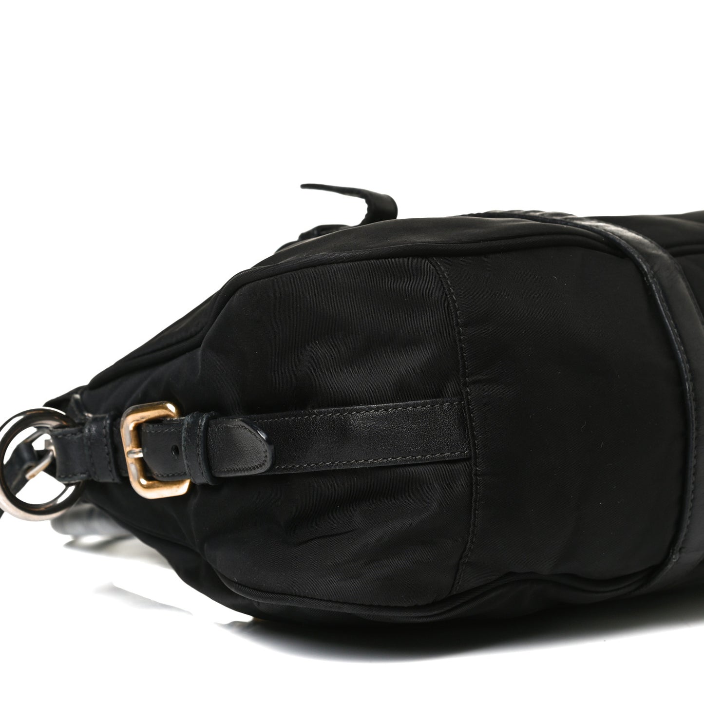 Tessuto Nylon City Calfskin Shoulder Bag Black