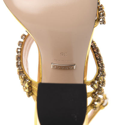 Gucci Nappa Silk Crystal Bertie High Heel Sandals 36 Gold 8 of 9