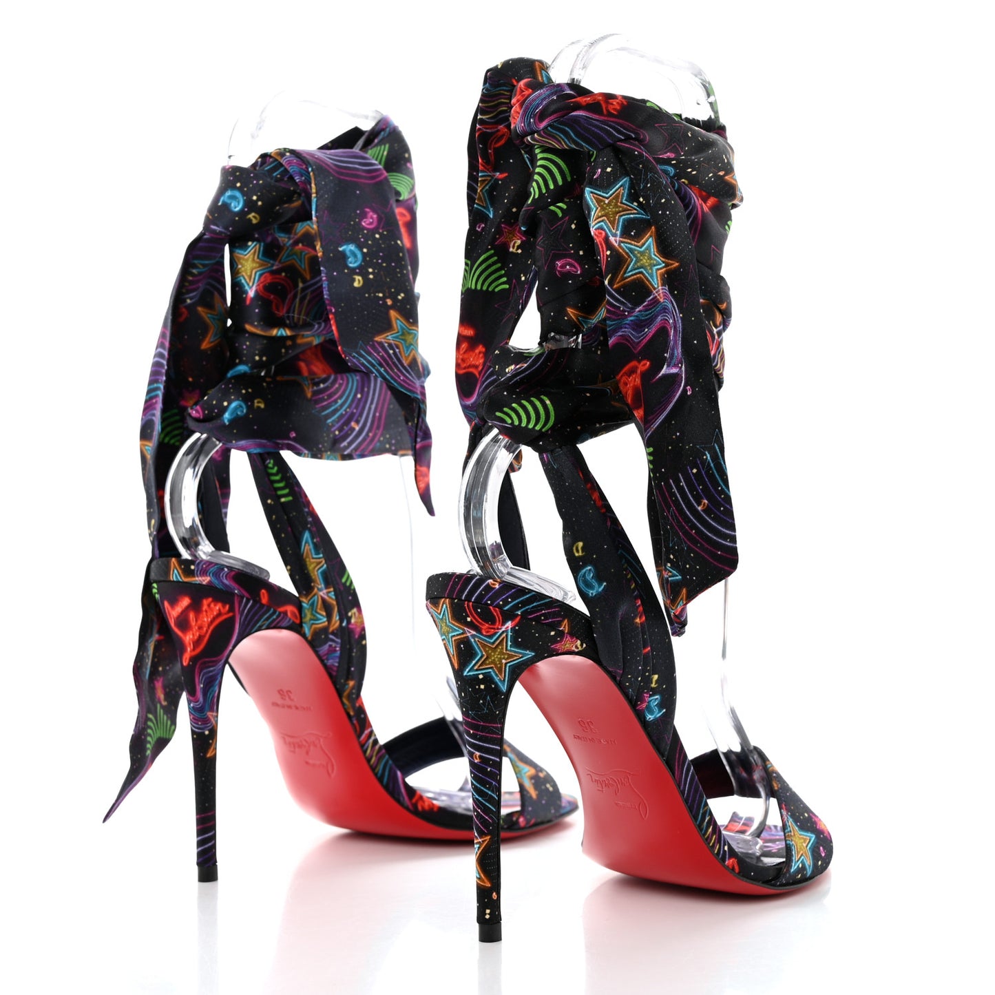 Crepe Satin Starlight Sandale Du Desert 100 Ankle Wrap Sandals 36 Black Multicolor