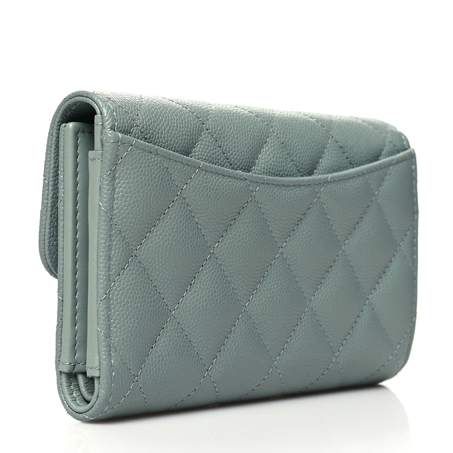 Chanel Caviar Quilted Medium Flap Wallet Light Blue 3 of 10