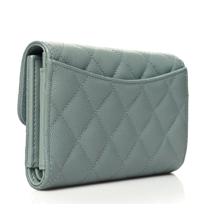 Chanel Caviar Quilted Medium Flap Wallet Light Blue 3 of 10