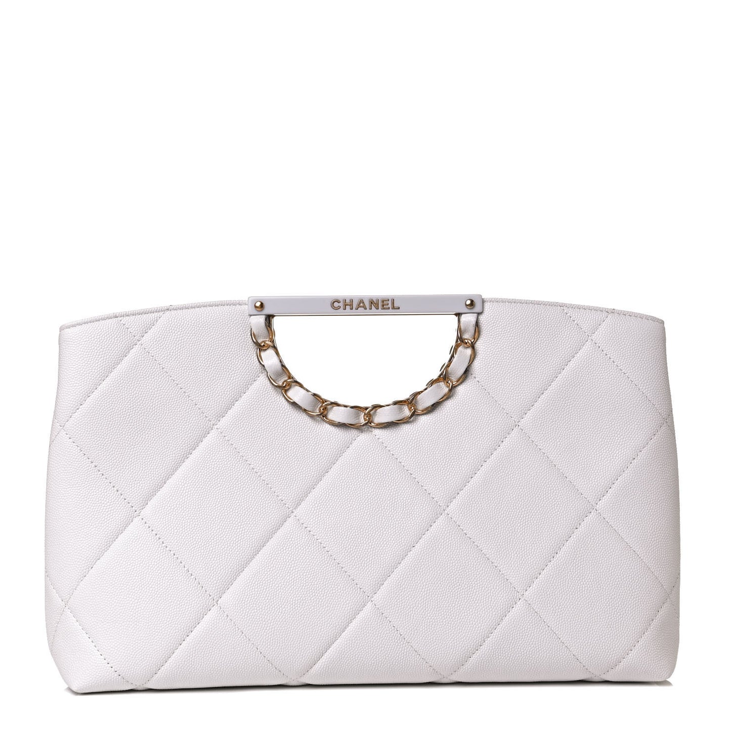 Caviar Quilted A Real Catch Clutch White