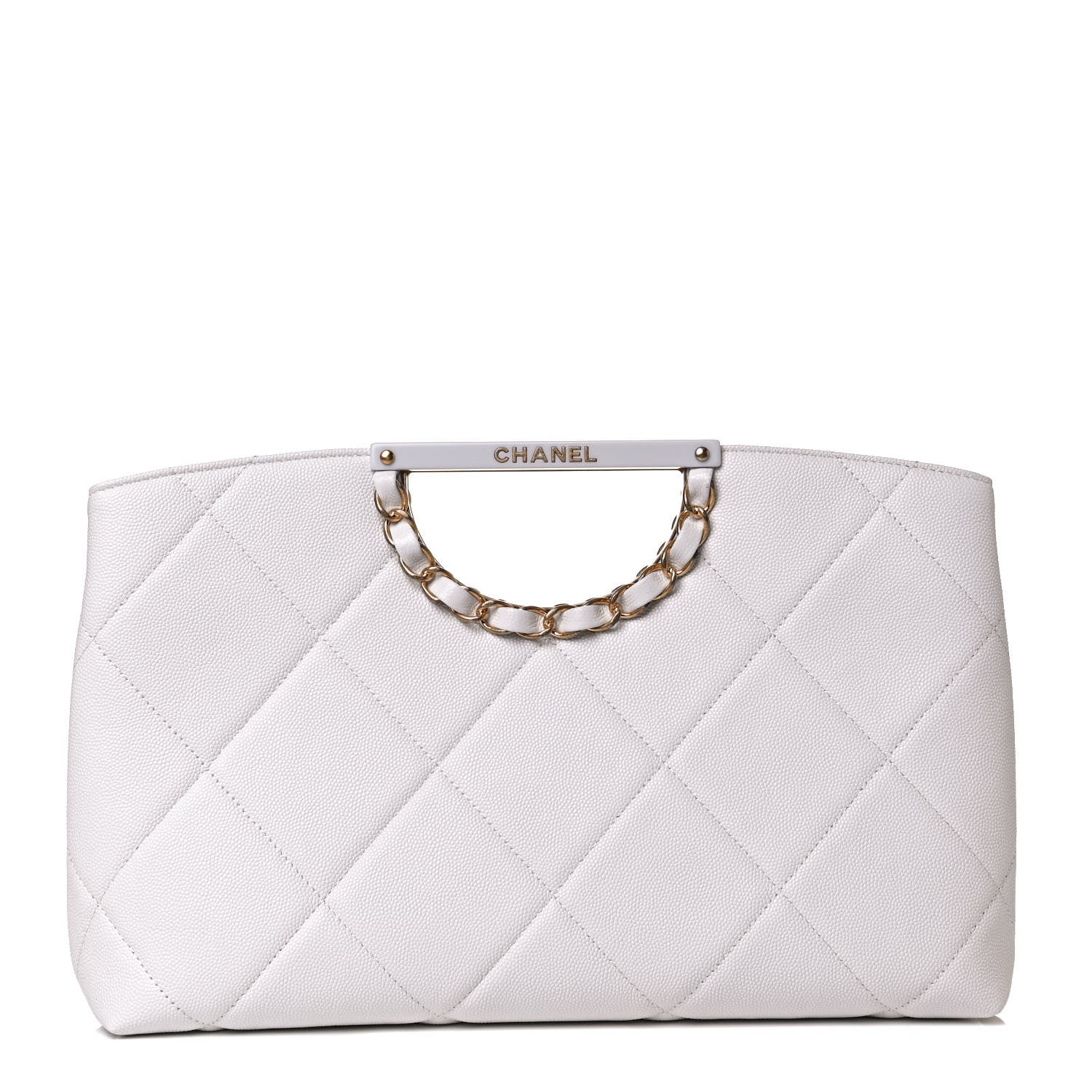 Chanel Caviar Quilted A Real Catch Clutch White 1 of 10