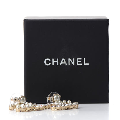 Chanel Crystal Pearl Dazzling Domino CC Drop Earrings Gold 5 of 5