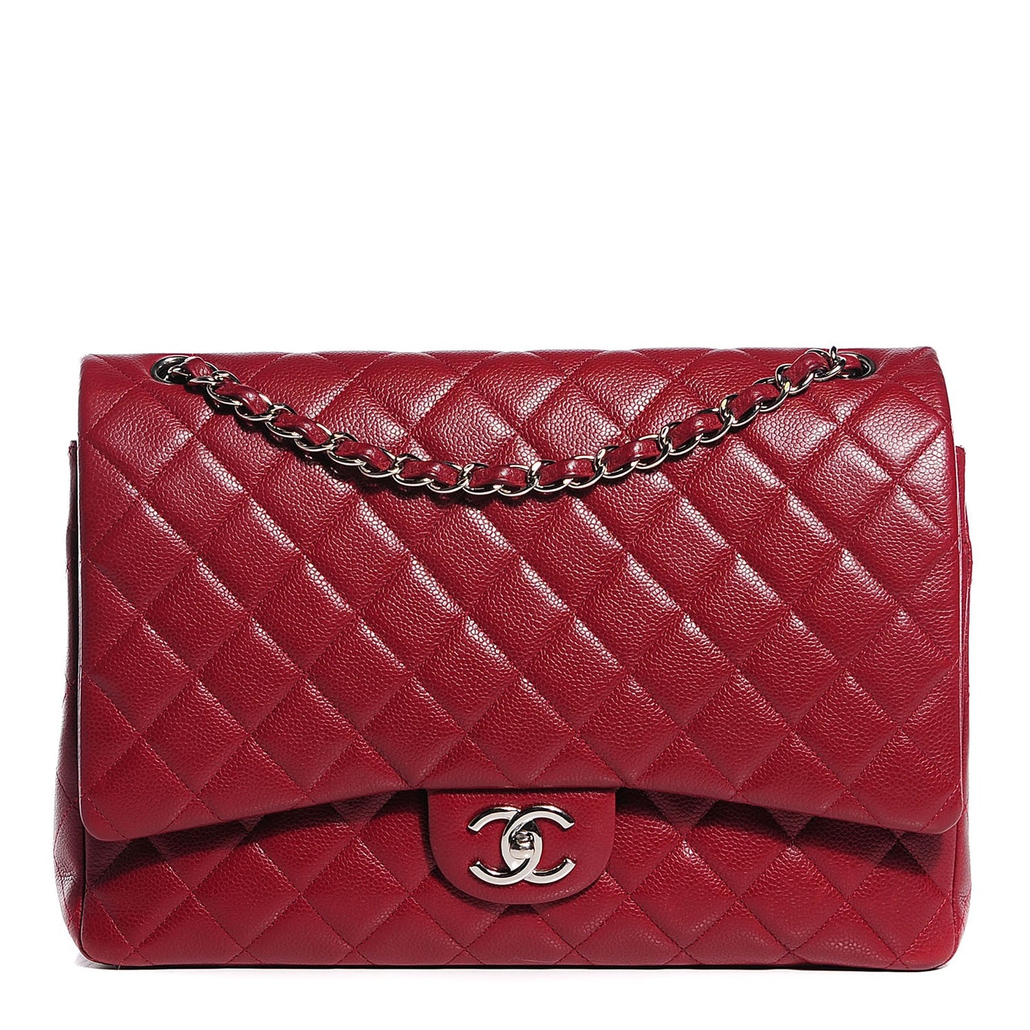 Caviar Quilted Maxi Double Flap Red