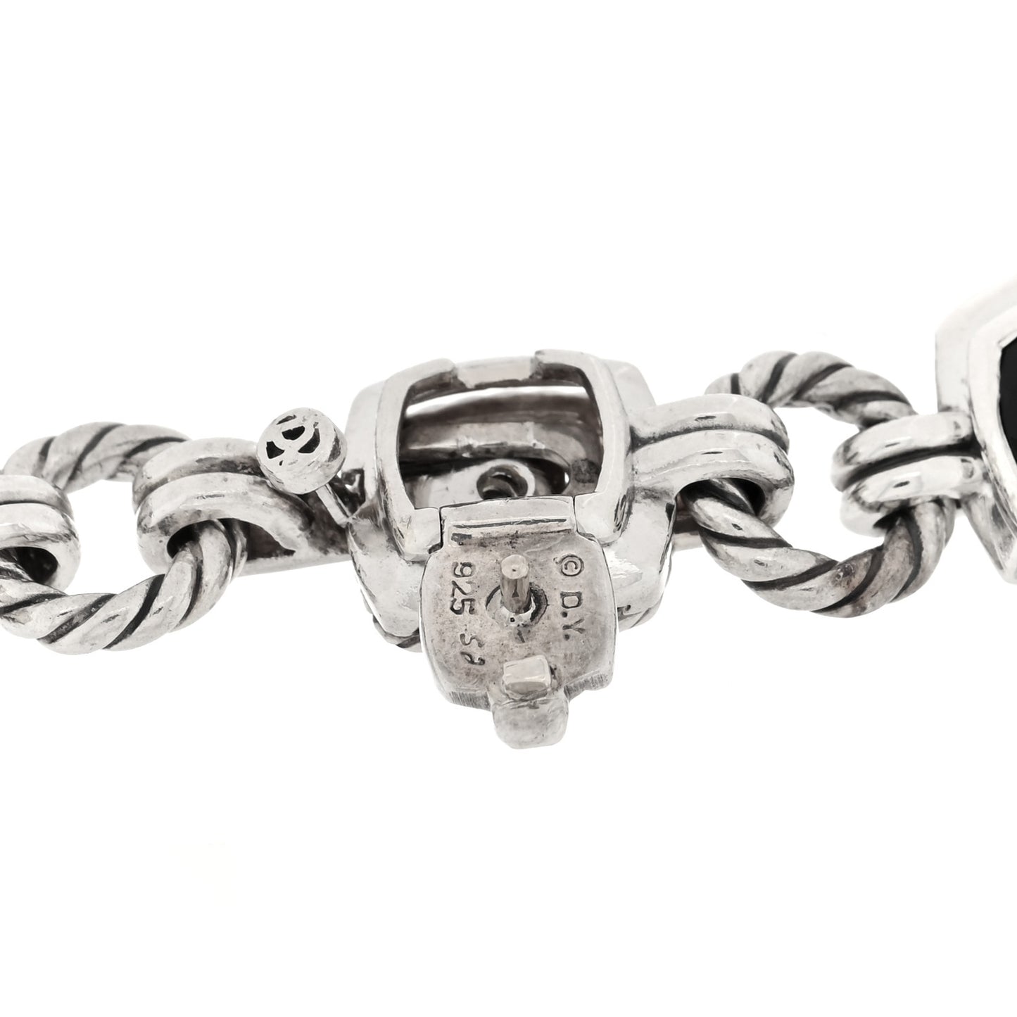 Sterling Silver Diamond Black Onyx Renaissance Link Bracelet