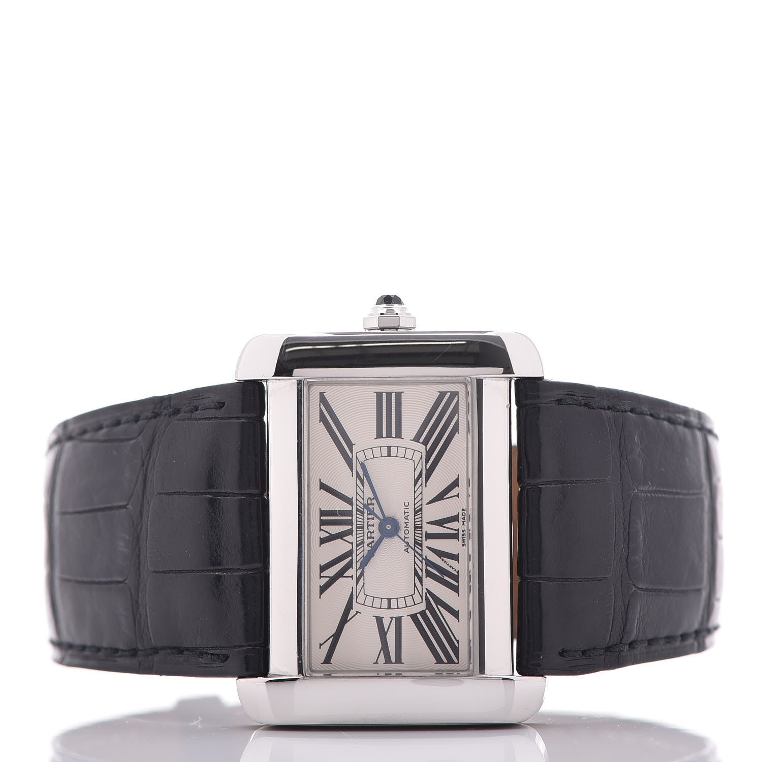 Cartier Stainless Steel Alligator 38mm Tank Divan Automatic Watch 3 of 10