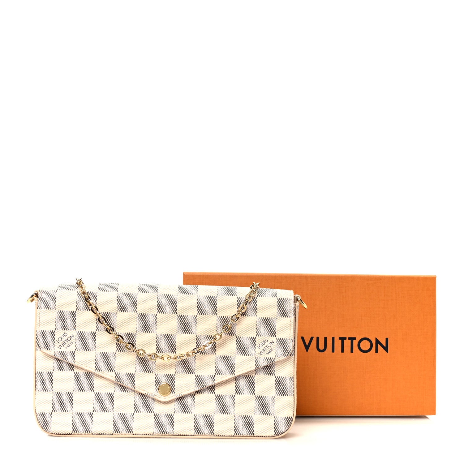 Louis Vuitton Damier Azur Pochette Felicie Chain Wallet Rose Ballerine 14 of 14
