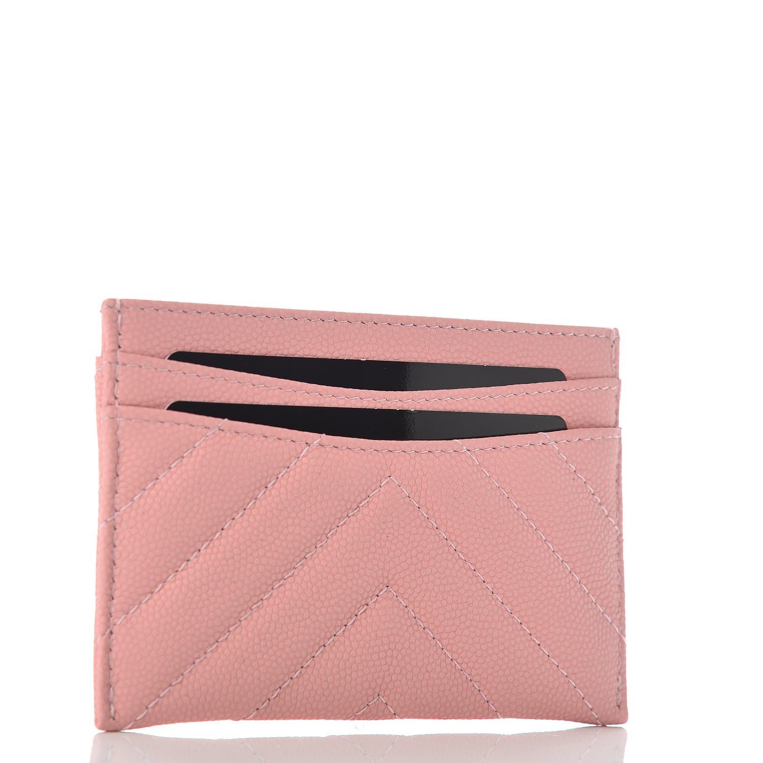 Chanel Caviar Chevron Quilted Card Holder Pink 3 of 9