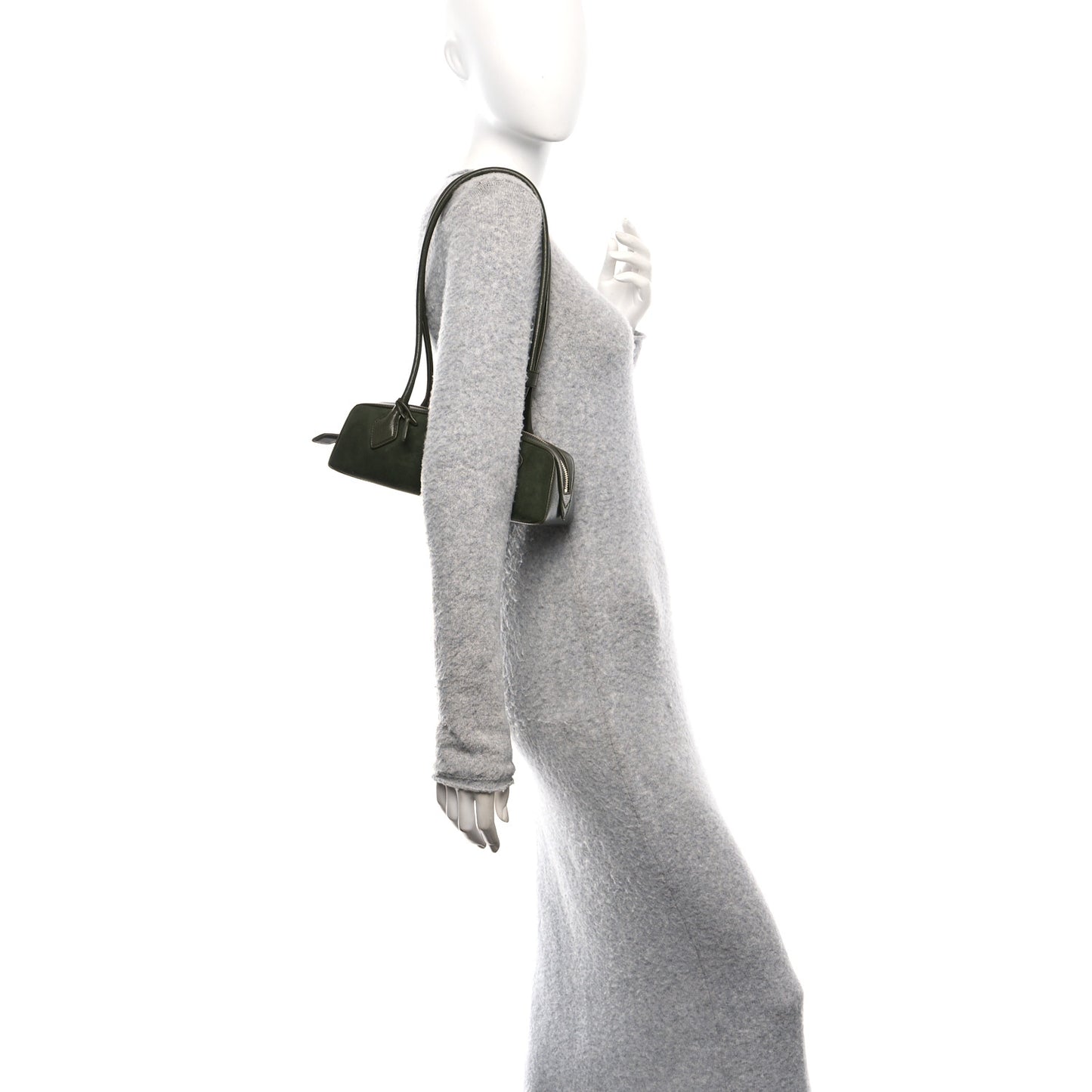 Suede Goatskin Small Le Teckel Bag Olive Green