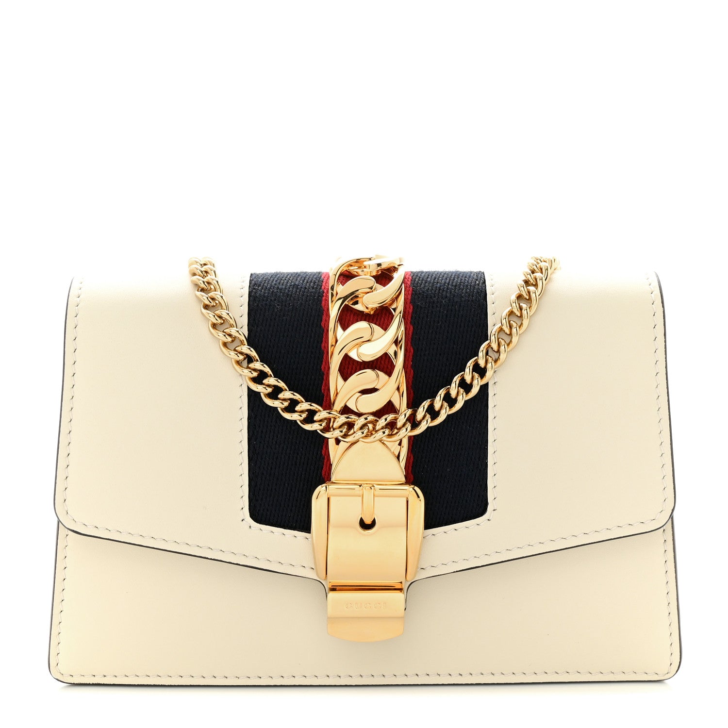 Gucci Calfskin Super Mini Sylvie Chain Shoulder Bag White 1 of 12