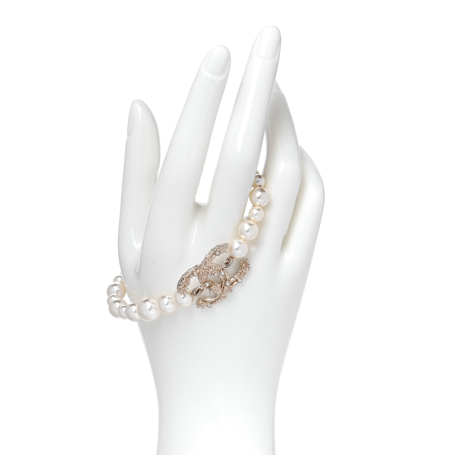 Chanel Pearl Crystal CC Bracelet Gold 2 of 5