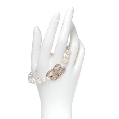 Chanel Pearl Crystal CC Bracelet Gold 2 of 5