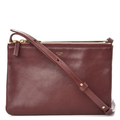 Celine Smooth Lambskin Small Trio Crossbody Bag Burgundy 1 of 11