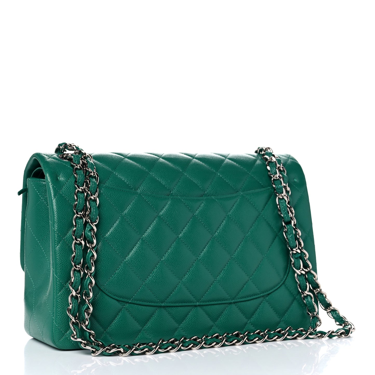 Caviar Quilted Jumbo Double Flap Green