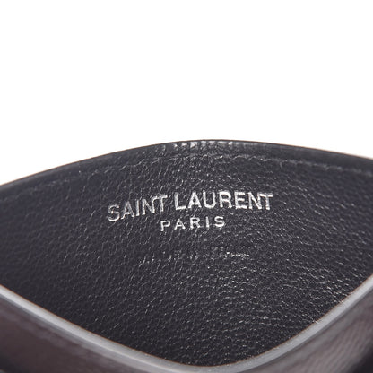 Saint Laurent Grain De Poudre Matelasse Chevron Monogram Credit Card Case Black 6 of 8