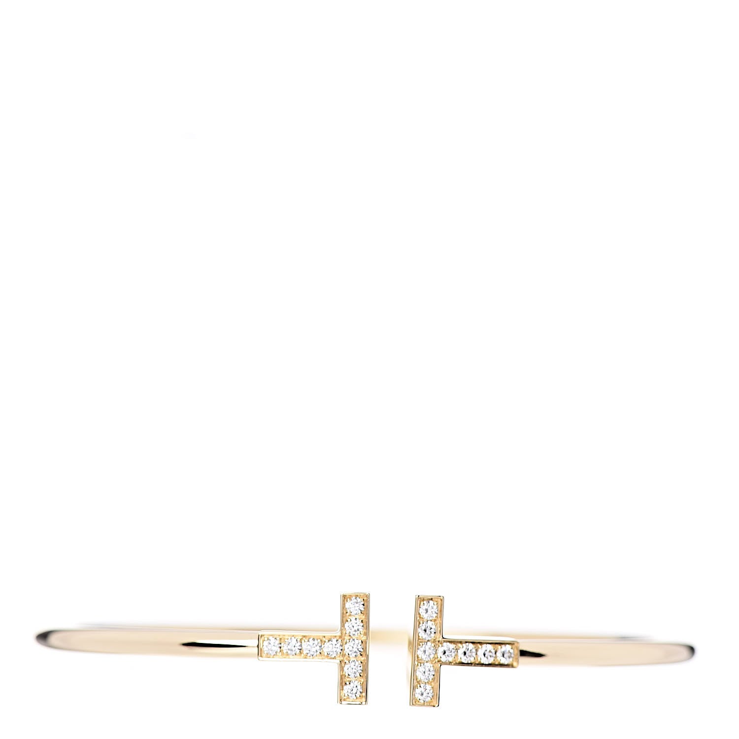 Tiffany 18K Yellow Gold Diamond T Wire Bracelet 1 of 4