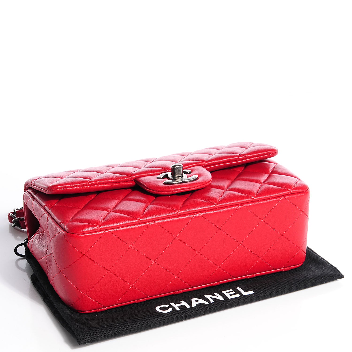 Chanel Lambskin Quilted Mini Rectangular Flap Red 4 of 9