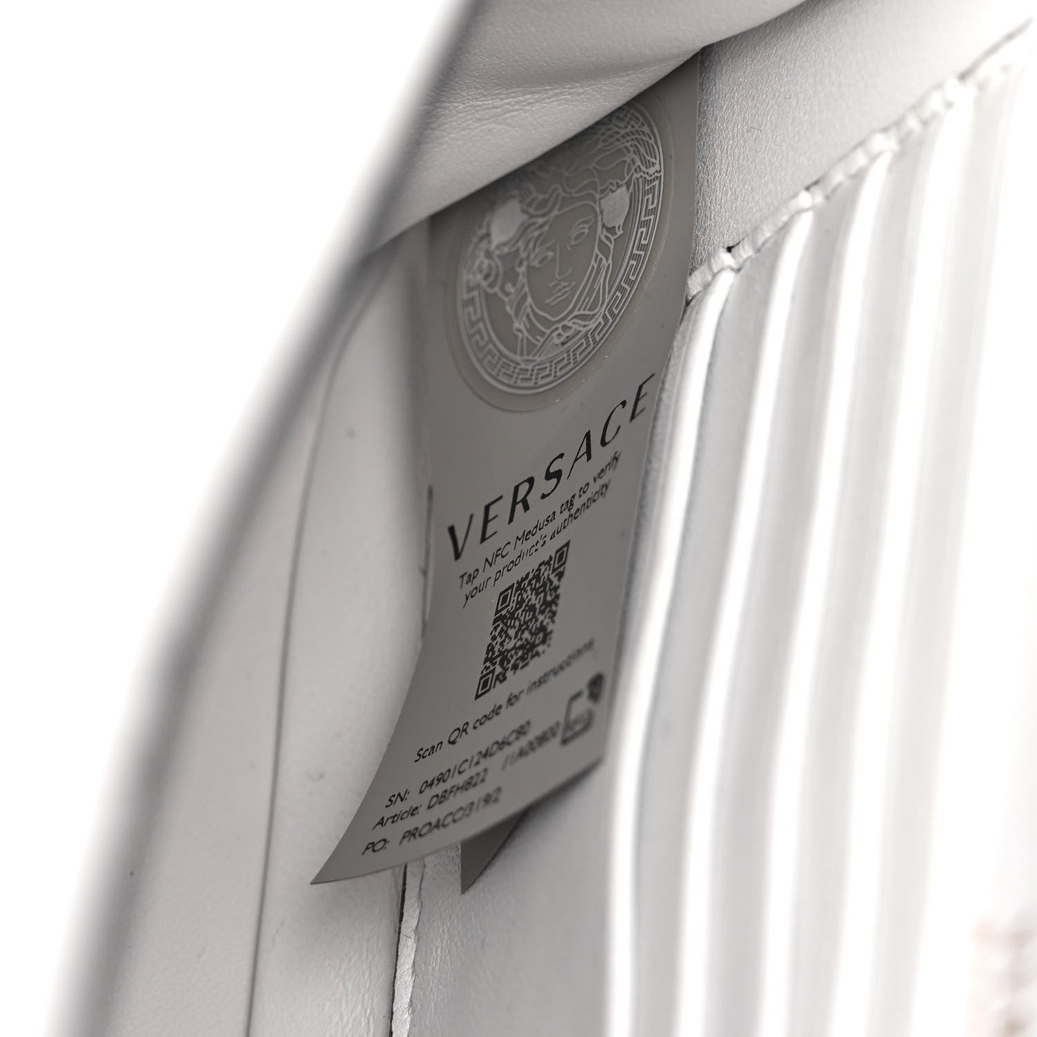 Versace Nappa Quilted Studded Virtus Shoulder Bag White 7 of 12