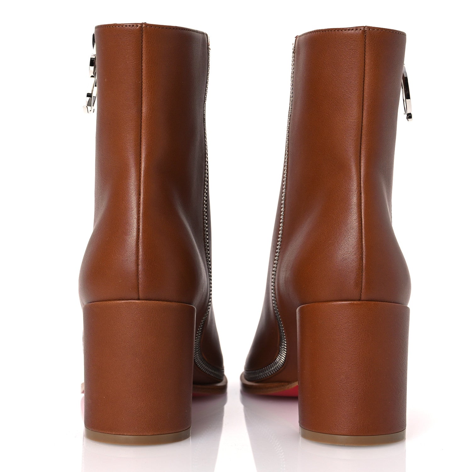 Christian Louboutin Calfskin CL Zip 70 Ankle Bootie 38 Brown 6 of 9