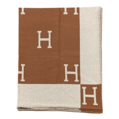 Hermes Wool Cashmere New Classic Avalon Blanket Ecru Camel 1 of 3