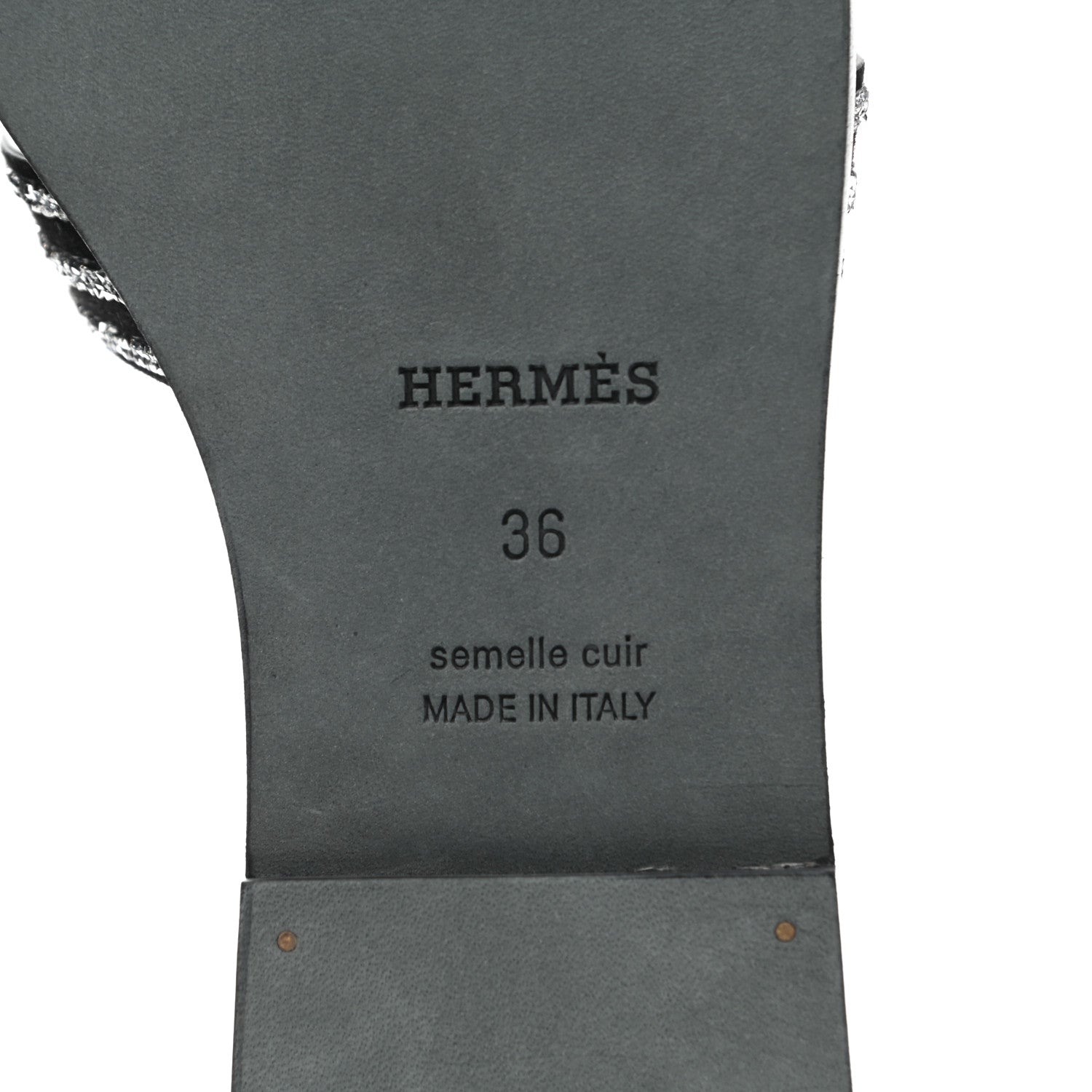 Hermes Suede Goatskin Crystal Oran Sandals 36 Black Argent 7 of 9