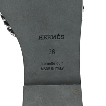 Hermes Suede Goatskin Crystal Oran Sandals 36 Black Argent 7 of 9