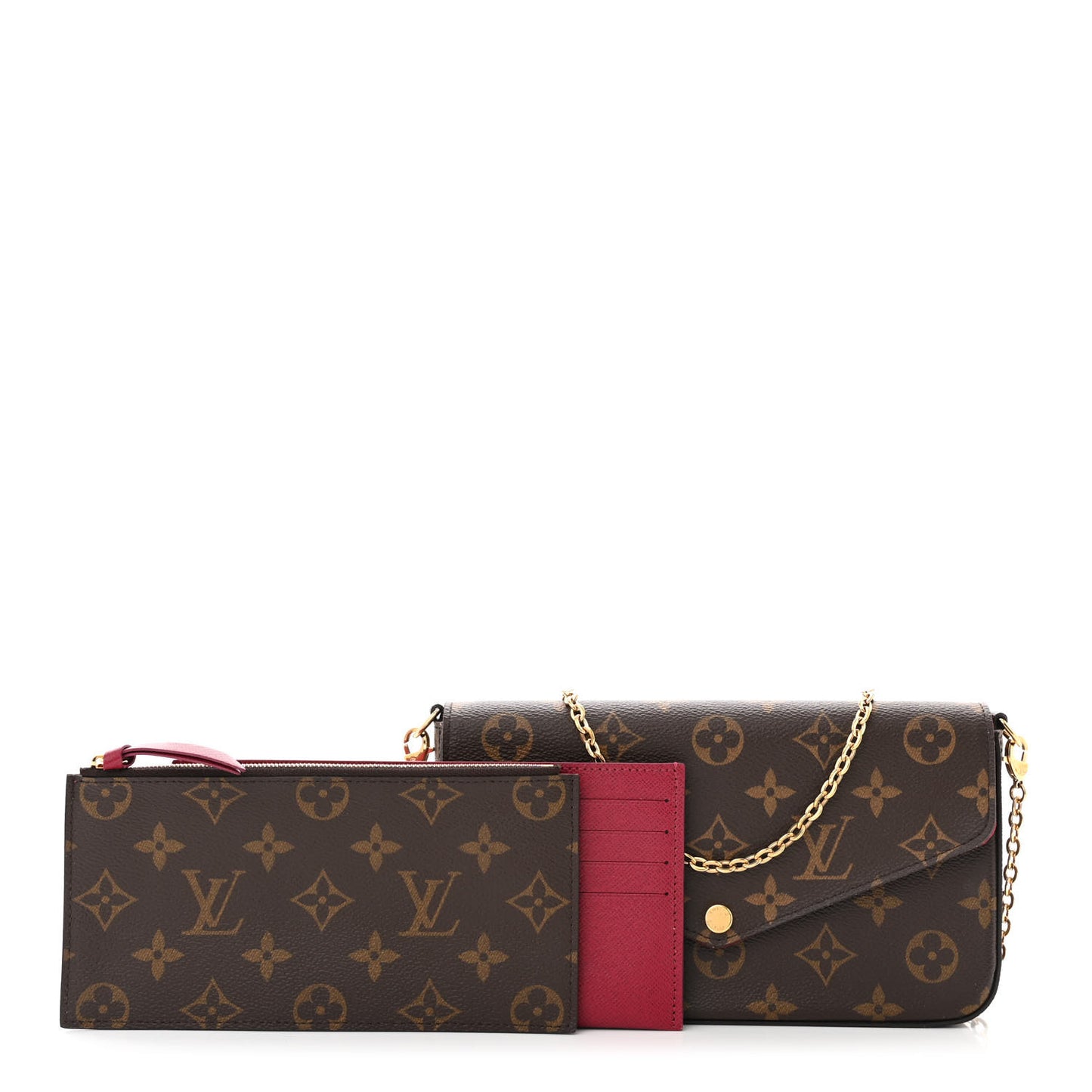 Monogram Pochette Felicie Chain Wallet Fuchsia