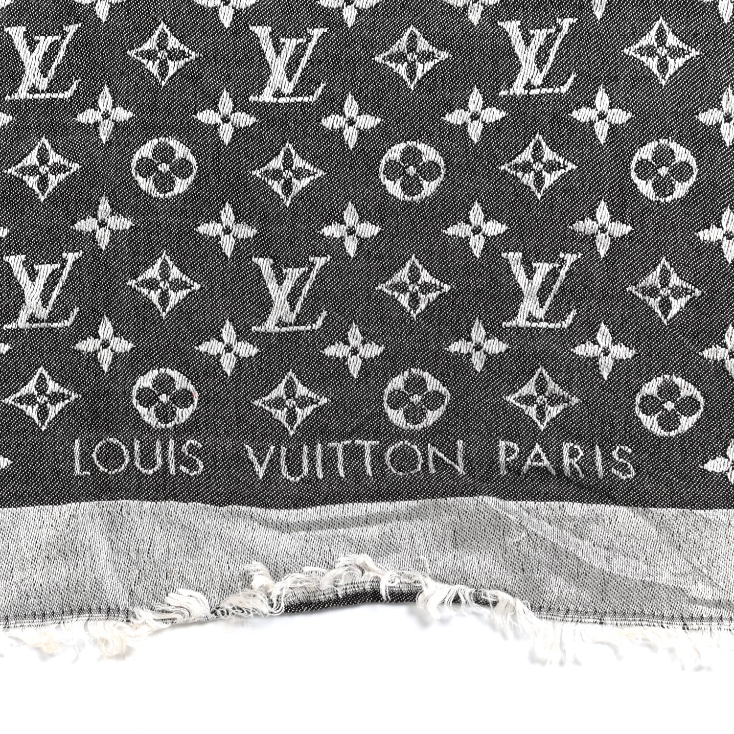 Louis Vuitton Silk Wool Monogram Denim Shawl Black 3 of 5
