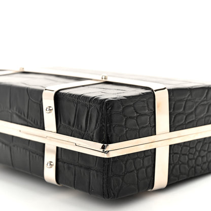 Alexander McQueen Calfskin Crocodile Stamped Cage Case Black 10 of 10