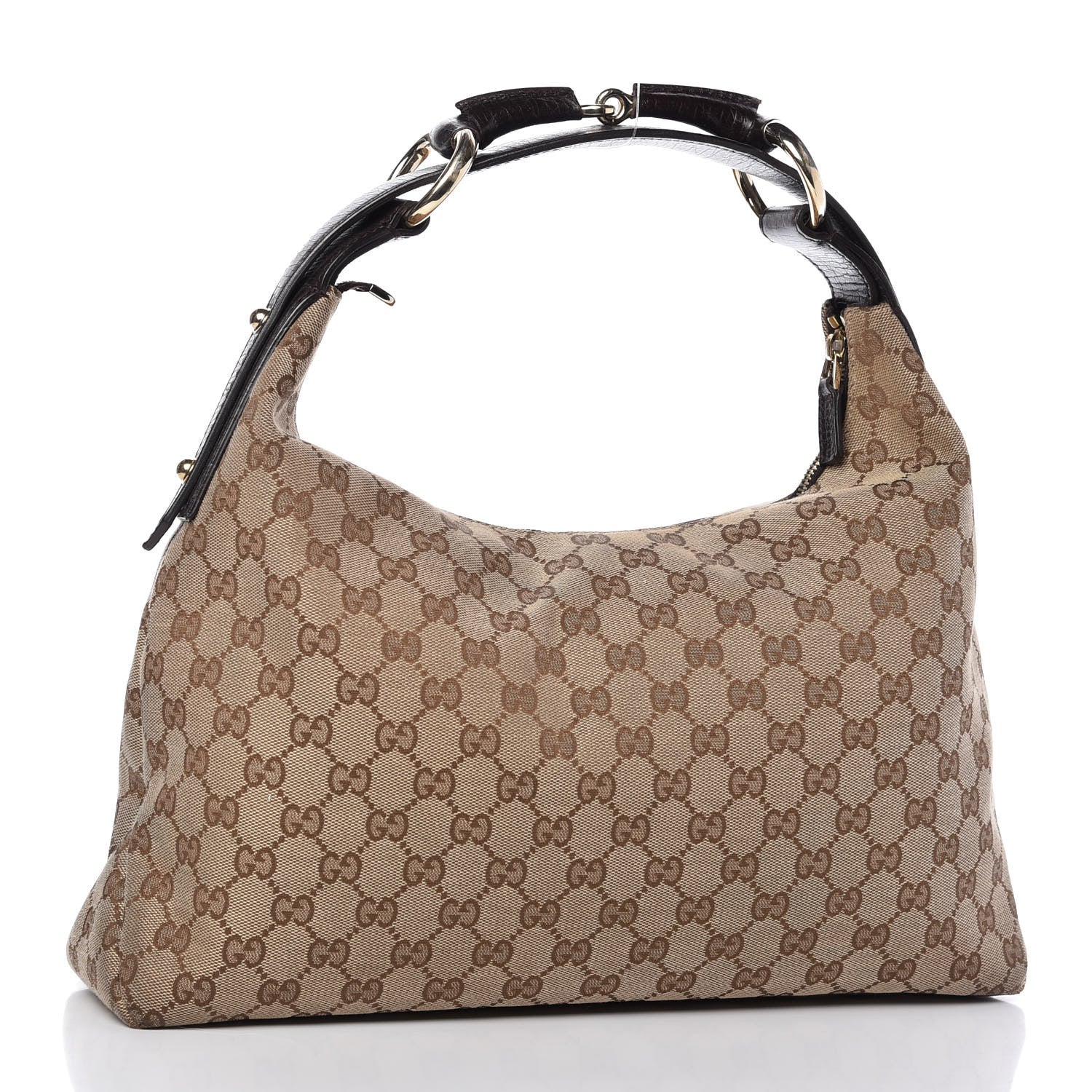 Gucci Monogram Medium Horsebit Chain Hobo Dark Brown 3 of 9